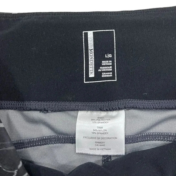 Mondetta Black Brush Stroke Cropped Capri Leggings L - Picture 3 of 3